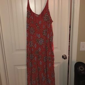 Orange bohemian print jumpsuit.